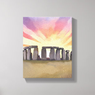 Lienzo Stonehenge Wiltshire Inglaterra Acuarela Históri