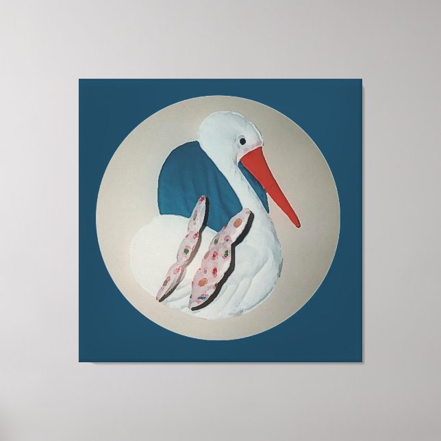 Lienzo Stork Storks Baby's Room Fabric Art (Anverso)