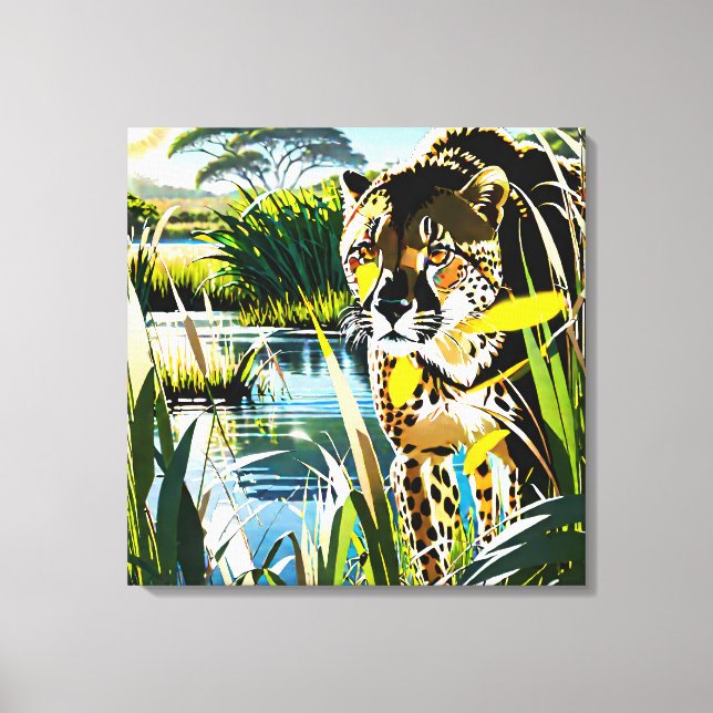 Lienzo Streak visto: Cheetah en la caza (Anverso)