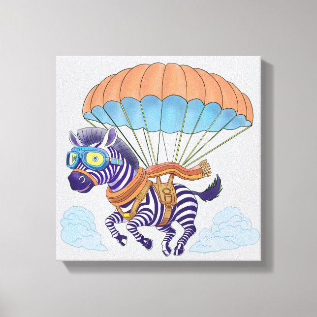 Lienzo Stretch Canvas Parachute Zebra (Anverso)