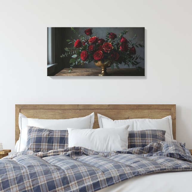 Lienzo Stretched Canvas Print Dark Florals (Insitu(Dormitorio))
