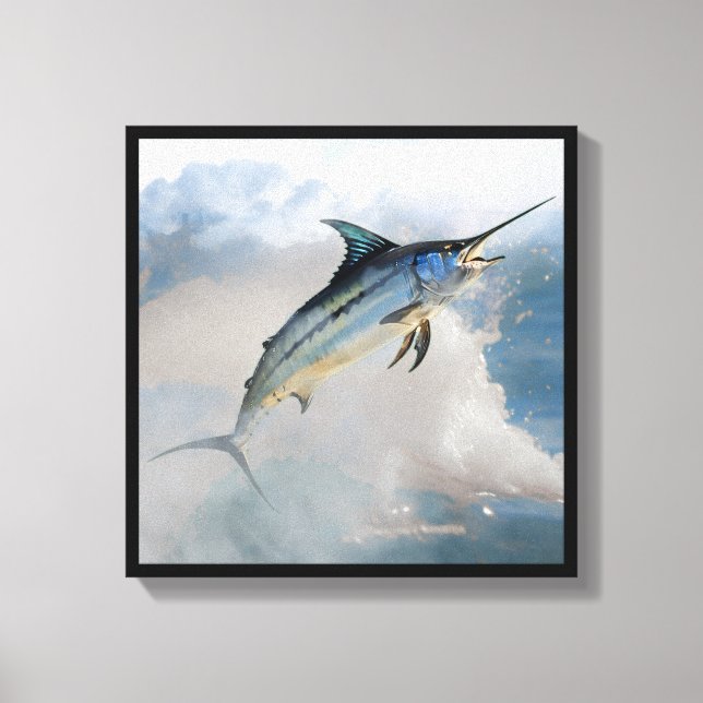 Lienzo Stretched Canvas Print with Jumping Marlin (Anverso)