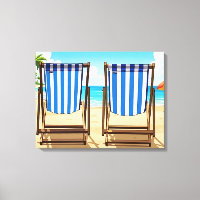 Lienzo Striped deckchairs canvas print (Anverso)