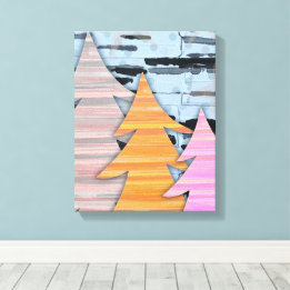 Lienzo Striped Trees Winter Landscape Scene