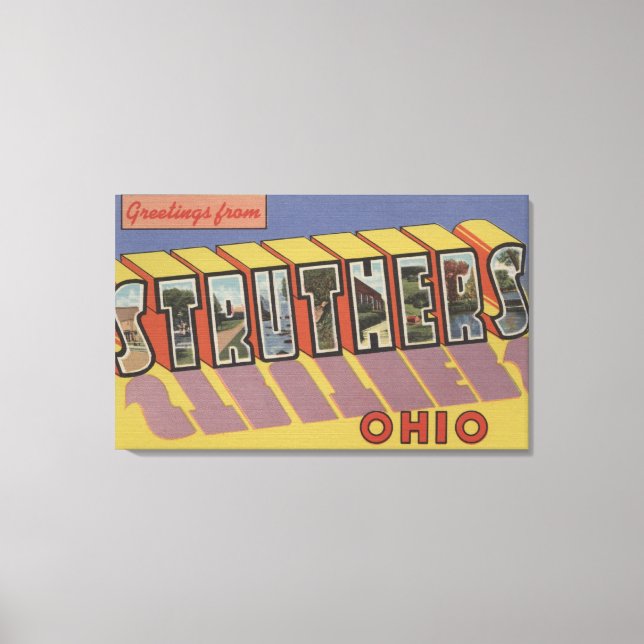 Lienzo Struthers, Ohio - Escenas de letras grandes (Anverso)