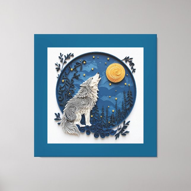 Lienzo Stylish Grey Wolf Howling at the Moon  (Anverso)