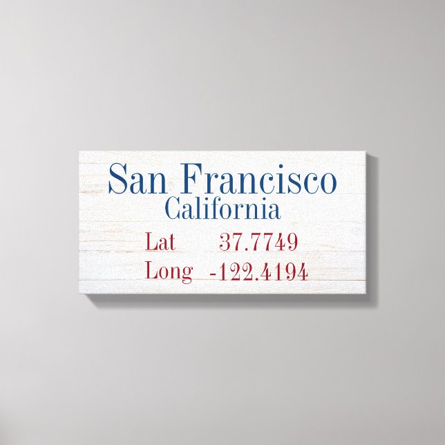 Lienzo Su latitud y longitud de la ciudad (Anverso)