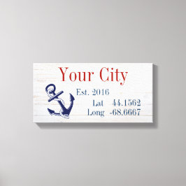 Lienzo Su nombre de ciudad o familia Latitude y longitud