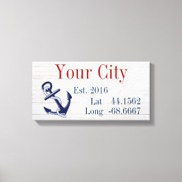 Lienzo Su nombre de ciudad o familia Latitude y longitud