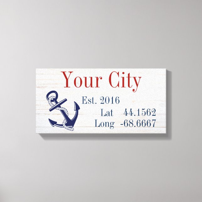 Lienzo Su nombre de ciudad o familia Latitude y longitud (Anverso)
