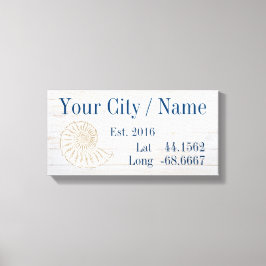 Lienzo Su nombre de ciudad o familia Latitude y longitud