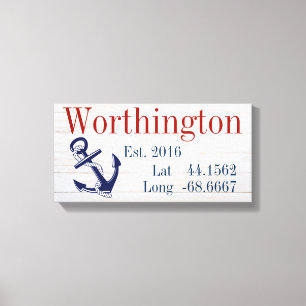 Lienzo Su nombre familiar Latitud y longitud