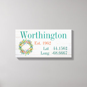 Lienzo Su nombre familiar Latitud y longitud