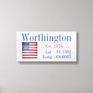 Lienzo Su nombre familiar Latitud y longitud