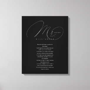 Lienzo Su Vocación Elegante Sr. Newlyweds Boda Vos Negro