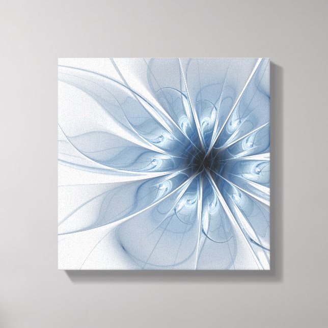 Lienzo Suave y delicado flor de fantasía fractal azul (Anverso)