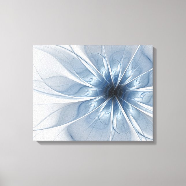 Lienzo Suave y delicado flor de fantasía fractal azul (Anverso)