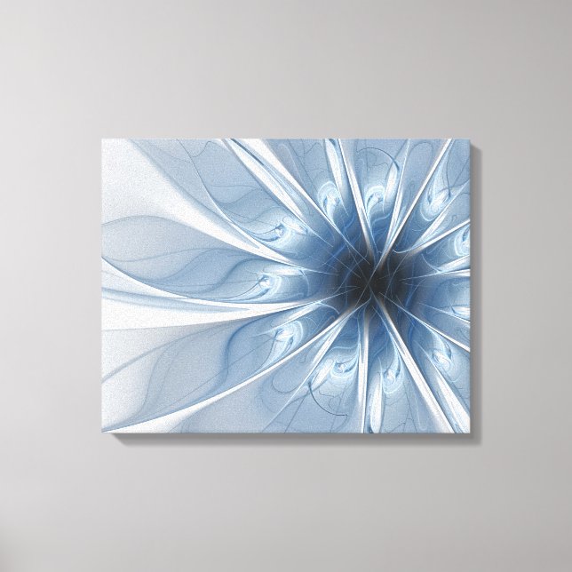 Lienzo Suave y delicado flor de fantasía fractal azul (Anverso)