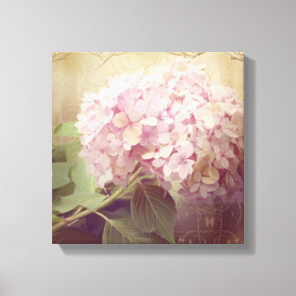 Lienzo Suavemente verano 2 pájaros sonoros Pink Hydrangea