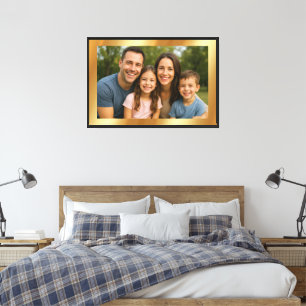 Lienzo Sube tu foto personalizada en fondo dorado