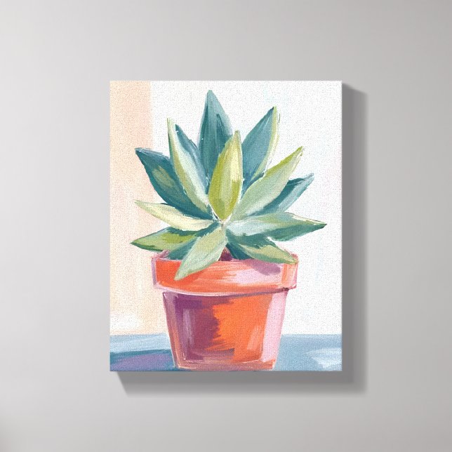 Lienzo Succulent Houseplant Watercolor Botanical (Anverso)