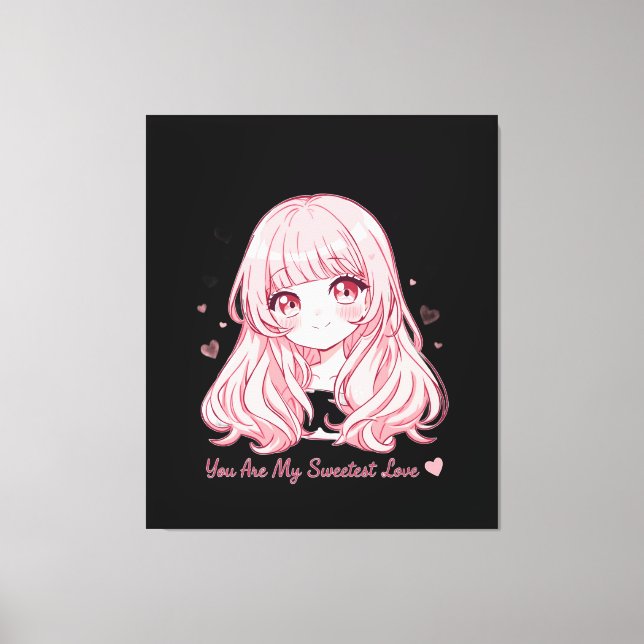 Lienzo Sudadera Anime Cute de San Valentín (Anverso)