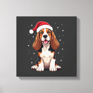 Lienzo Sudadera sin mangas de Basset Hound Navidad