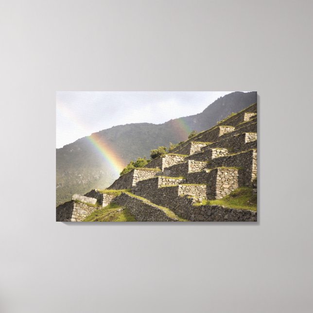 Lienzo Sudamérica, Perú, Machu Picchu. Arcoíris sobre (Anverso)