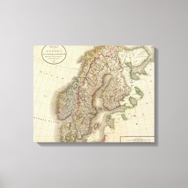 Lienzo Suecia, Dinamarca y Noruega (Anverso)