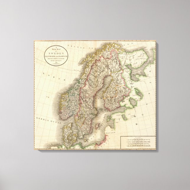 Lienzo Suecia, Dinamarca y Noruega (Anverso)
