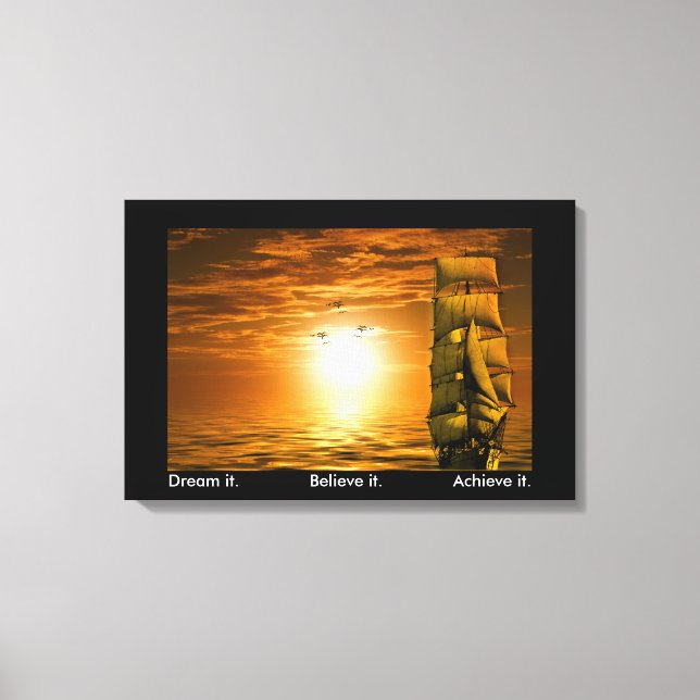 Lienzo sueña que cree que lo logra motivación de éxito (Anverso)