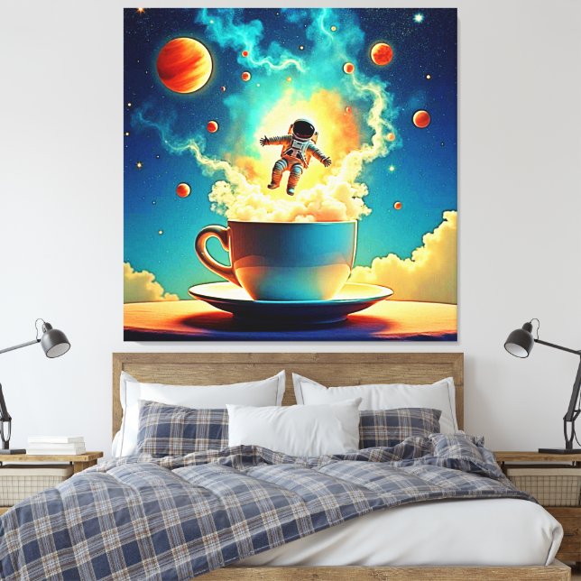 Lienzo Sueño de café astronauta (Insitu(Dormitorio))