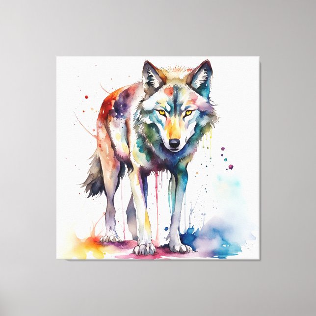 Lienzo Sueño de lobo acuarela (Anverso)