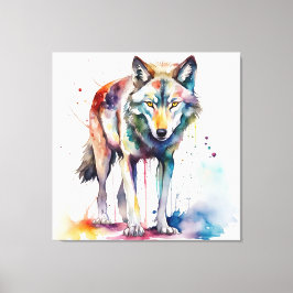 Lienzo Sueño de lobo acuarela