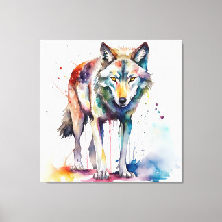 Lienzo Sueño de lobo acuarela