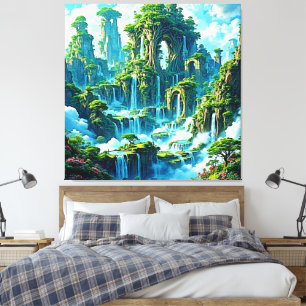 Lienzo Sueño del reino de los árboles de cascada