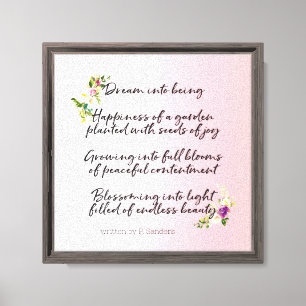 Lienzo Sueño Floral Rosa Rubor Poema (escrito por mí)