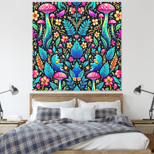 Lienzo Sueño forestal de hongos encantados