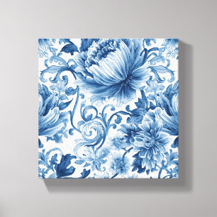 Lienzo Sueños Azules Chinoisería de Acuarela Floral