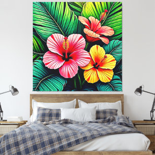 Lienzo Sueños de jardín de flores exóticas
