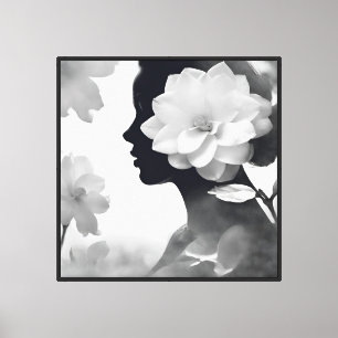Lienzo Sueños de Magnolia Blanca Moderno Zen Monocromátic
