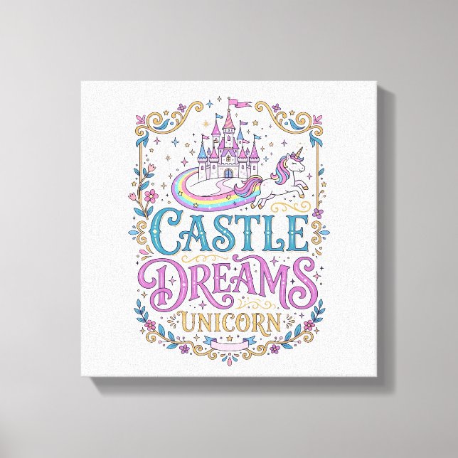 Lienzo Sueños del Castillo de Unicornio Unicornio Fondo B (Anverso)