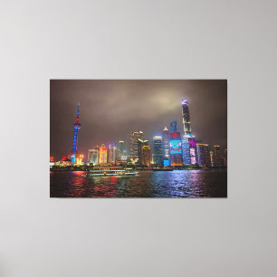 Lienzo Sueños Eléctricos - Línea Futurista de Shanghai, A