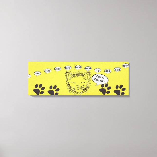 Lienzo Sueños soñolientos del gatito del gato divertido (Anverso)