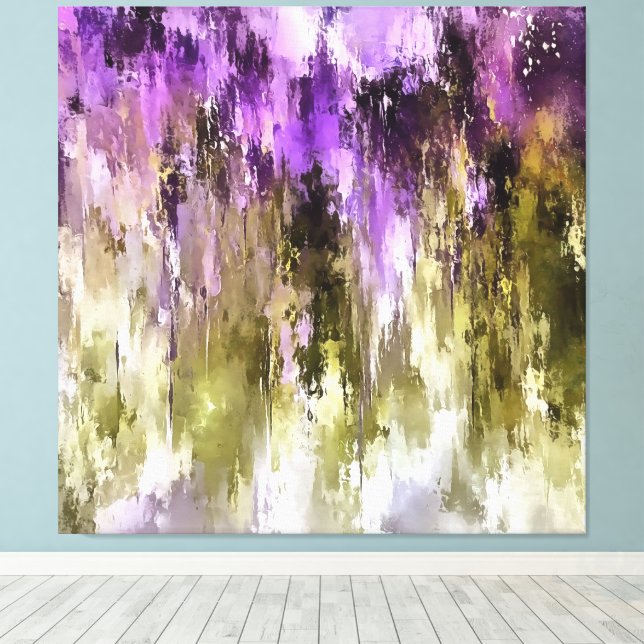 Lienzo Sueños Violetas y Cielos Oliva (Insitu (piso de madera))