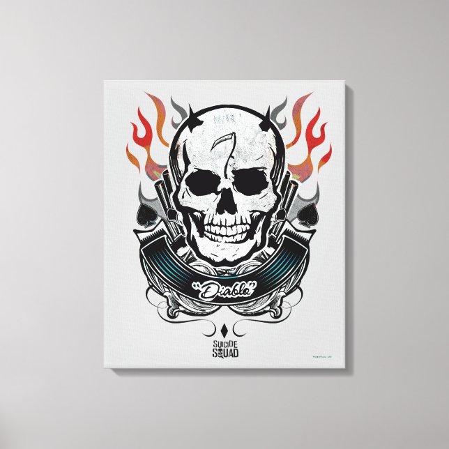 Lienzo Suicide Squad | Diablo Skull & Flames Tattoo Art (Anverso)