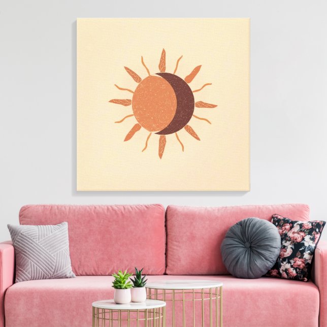 Lienzo Sun and Moon – Boho Celestial  | Sacred Balance (Insitu (Sala de estar))