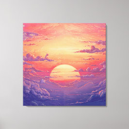 Lienzo Sun Horizon - Estilo de Ilustración Vibrante y Pic