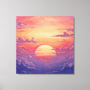 Lienzo Sun Horizon - Estilo de Ilustración Vibrante y Pic