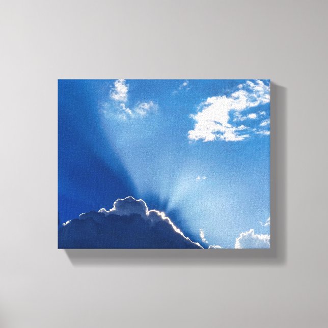 Lienzo Sun Rays Wall Art Blue Sky Minimalist Clouds (Anverso)